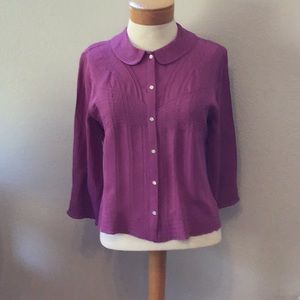 Max Studio silk blouse with 3/4 length sleeves.